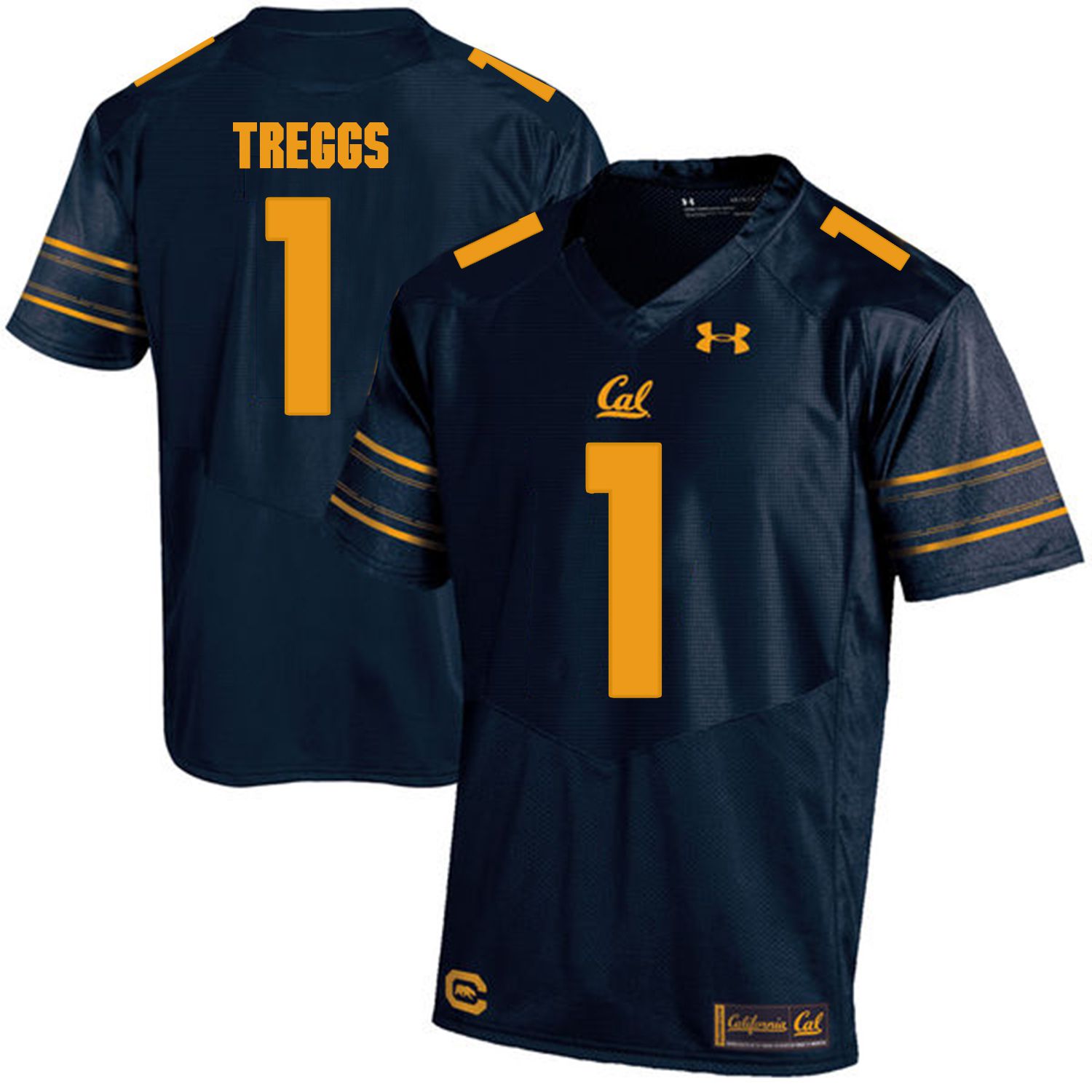Men California Golden Bears #1 Bryce Treggs Dark blue Customized NCAA Jerseys